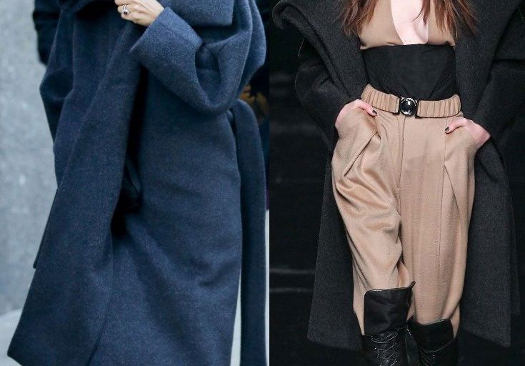Hot! or Hmm… Eva Longoria’s Oceana Restaurant Porsche Design Fall 2015 Grey Wool Belted Coat