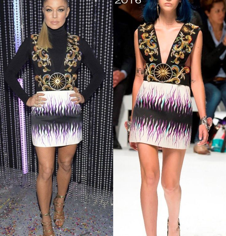 Hot! or Hmm… Fergie’s Dick Clark’s Rockin’ New Year’s Eve Fausto Puglisi Spring 2016 Embroidered and Print Mini Dress