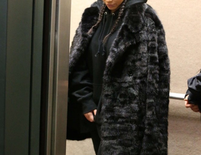 Splurge: Kim Kardashian’s Los Angeles Ann Demeulemeester Black Double Breasted Fur Coat