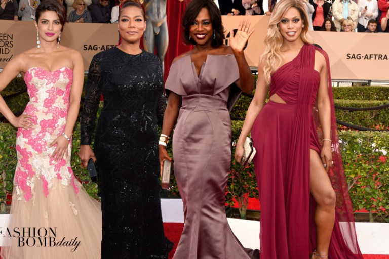 On the Scene: The 22nd Annual Screen Actors Guild Awards with Priyanka Chopra in Monique Lhuillier, Laverne Cox in Prabal Gurung, Queen Latifah in Michael Costello,and More!