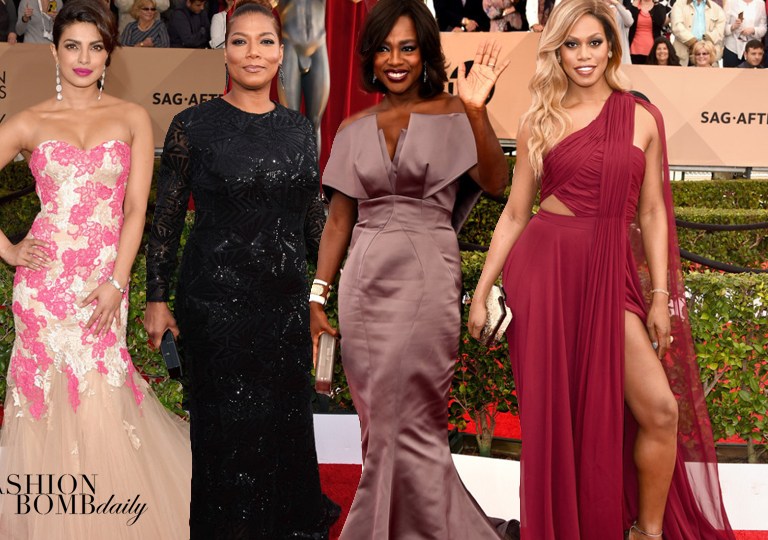 On the Scene: The 22nd Annual Screen Actors Guild Awards with Priyanka Chopra in Monique Lhuillier, Laverne Cox in Prabal Gurung, Queen Latifah in Michael Costello,and More!