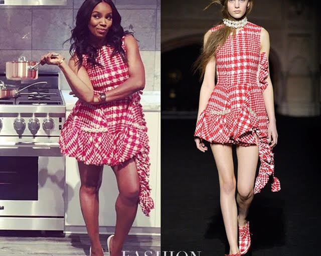 Hot! Or Hmm…: June Ambrose’s Instagram Fall 2015 Simone Rocha Red And White Gingham Pearl Accented Pocket Mini Dress