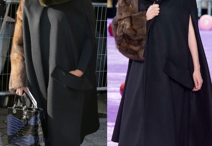 Hot! or Hmm… Marjorie Harvey’s Christian Dior Spring 2016 Couture Show Christian Dior Fall 2015 Couture Black Fur Collar and Asymmetric Sleeve Cape, Blue and Cobalt Croc Lady Dior Bag, and Christian Louboutin Black Leather Top Croche Over the Knee Boots