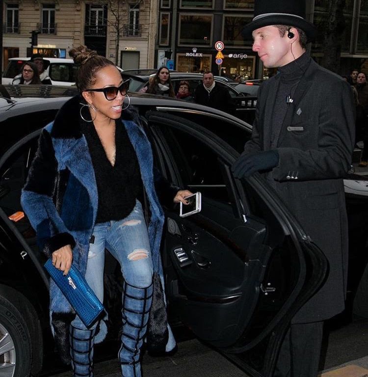 Splurge: Marjorie Harvey’s Instagram Paris Fall 2015 Tom Ford Patchwork Denim Leather Trimmed Knee High Boots