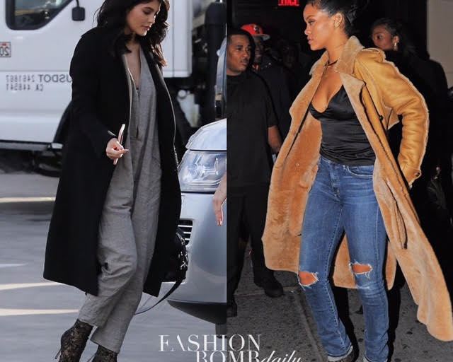 Who Wore It Better? Kylie Jenner vs. Rihanna In Dior’s Black Pointed Toe Lace Ankle Booties