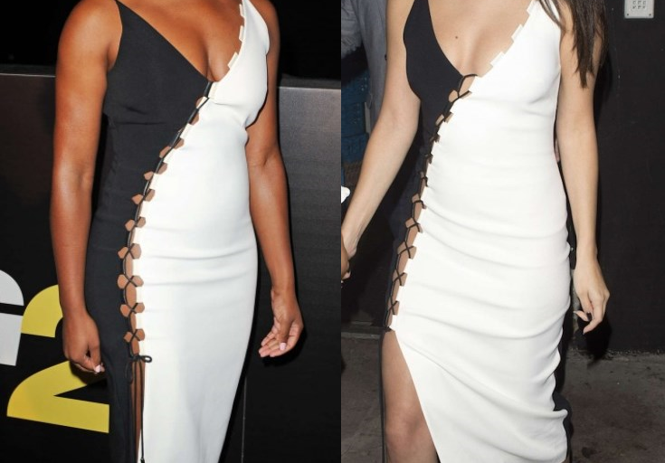 Who Wore It Better? Tika Sumpter vs. Selena Gomez in David Koma’s Two Tone Black and White Cady Lace Up Dress