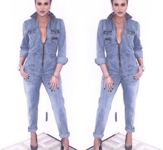Hot! or Hmm…: Khloé Kardashian’s Kocktails With Khloé Sea Washed Denim Jumpsuit and Saint Laurent Denim Pumps