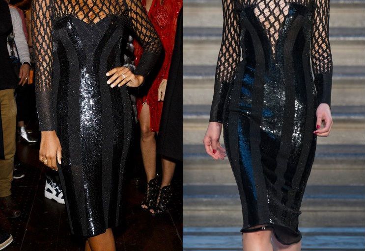 Hot! or Hmm… Rochelle Humes’s Julien Macdonald Fall 2016 Show Julien Macdonald Fall 2015 Black Mesh Sequin Bodycon Dress