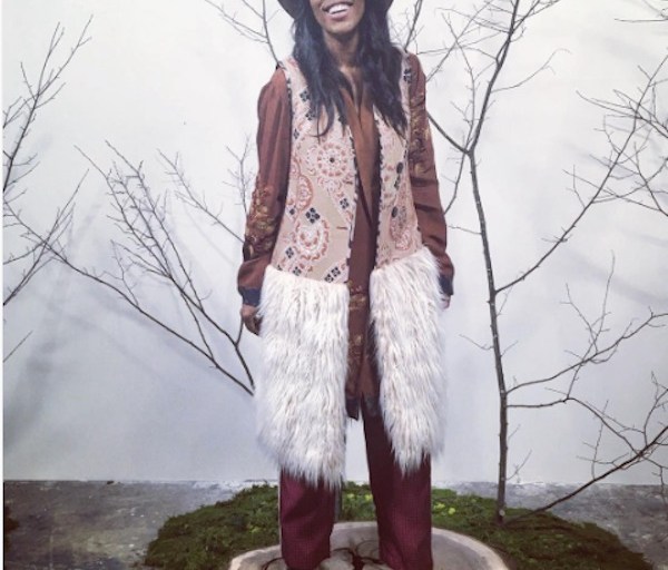 Hot! Or Hmm…: June Ambrose’s Brett Johnson Fall 2016 Presentation Jacquard and Feather Dries Van Noten Fall 2015 Vest and Custom Albertus Swanepoel Hat