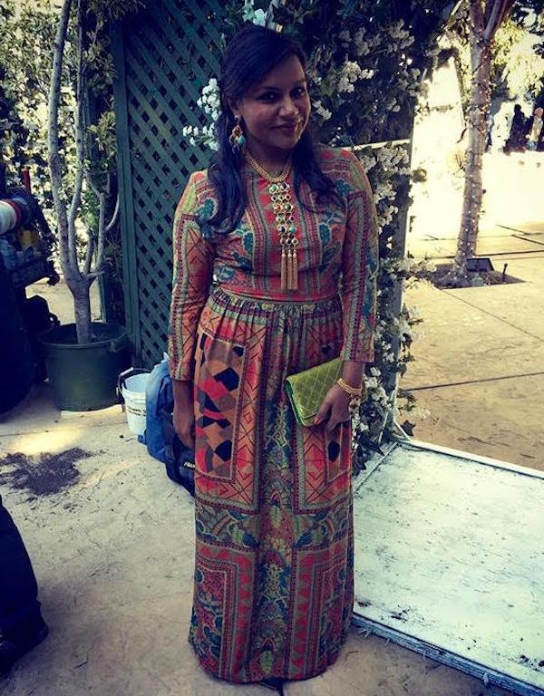 Splurge: Mindy Kaling’s Instagram Etro Fall 2015 Graphic Printed Silk Crepe Long Sleeve Gown