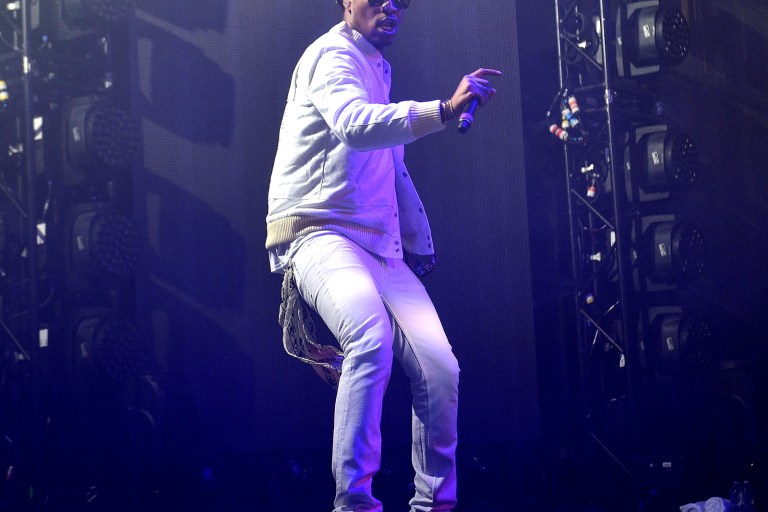 Men’s Fashion Flash: Future’s Atlanta Concert Cease and Desist the Reign White Bomber Varsity Jacket
