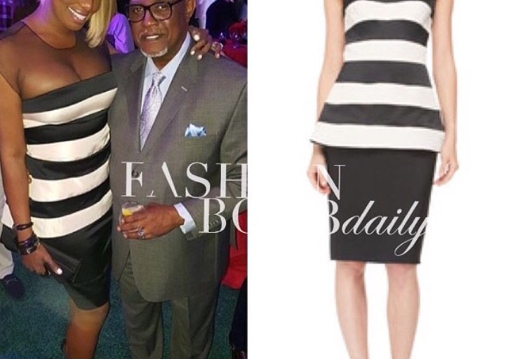 Hot!..or Hmm: Nene Leakes Cirque Du Soleil Black & White Lela Rose Striped Illusion-Neck Peplum Dress