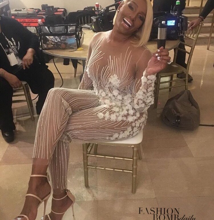 Hot! or Hmm: Nene Leakes Real Housewives of Atlanta Reunion’s Pedram Couture Sheer & White Jumpsuit and Giuseppe Zanotti Coline Triple Strap Sandals