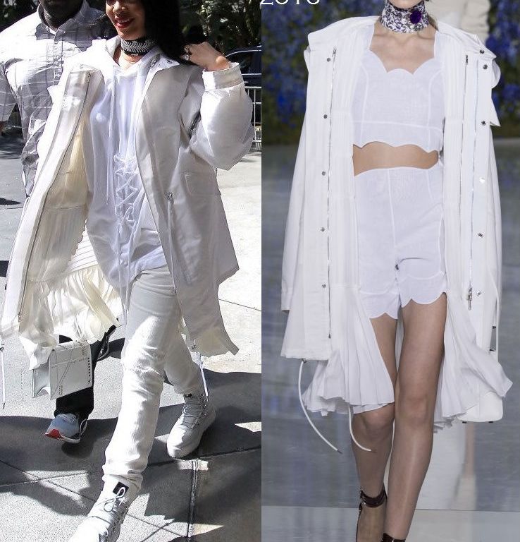 Hot! or Hmm… Rihanna’s Los Angeles Lakers Game Fallon Monarch Bandana, Christian Dior Spring 2016 White Coat, FENTY x PUMA White Hoodie, Citizens of Humanity Distressed Natural Corey Slouchy Slim Jeans, FENTY x PUMA White Platform Boots, and Christian Dior Diorama Studded Bead and Crystal Bag