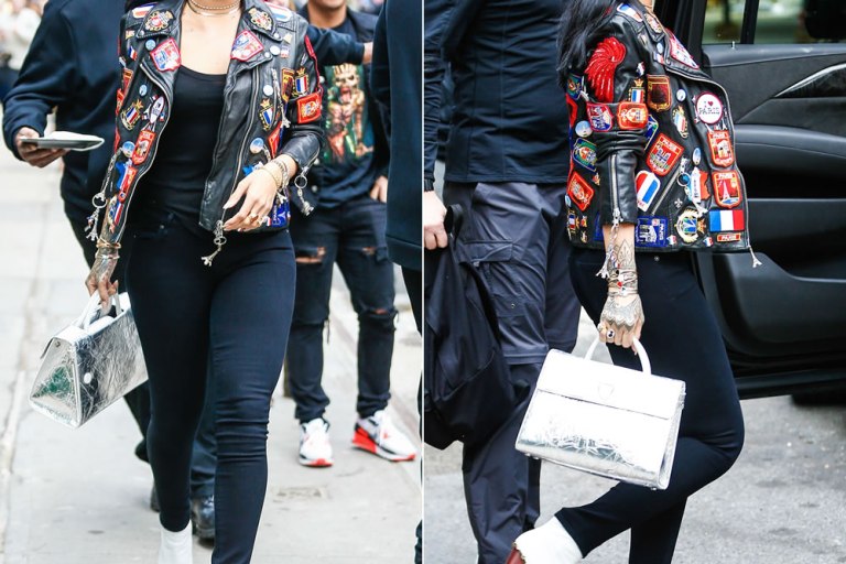Hot or Hmm: Rihanna’s Soho Dries Van Noten jacket, Celine White Boots, and Dior Silver Purse