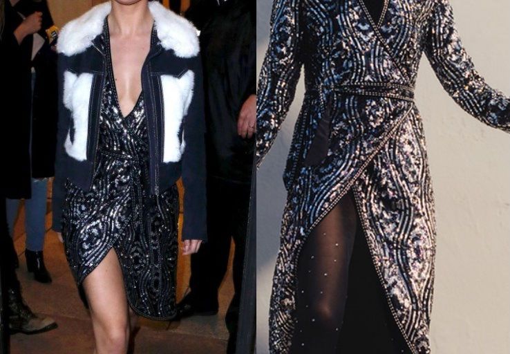 Hot! or Hmm… Selena Gomez’s Virgin Radio Rodarte & Other Stories Fur Panel Jacket and Sequin Wrap Dress