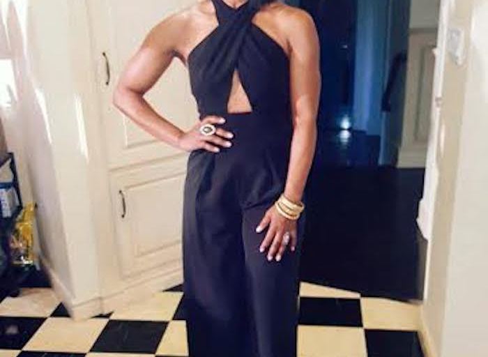 Splurge: Angela Bassett’s Instagram Milly By Michelle ‘Italian Cady’ Crisscross Halter Jumpsuit