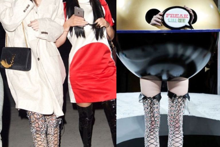 Hot! or Hmm… Kendall Jenner’s Los Angeles Lakers Game Sophia Webster Fall 2015 Lace Up Thigh High Cap Toe Boots and Saint Laurent Cassandre Shoulder Bag + Kylie Jenner’s Opening Ceremony Bonsai Embroidered Silk Varsity Dress