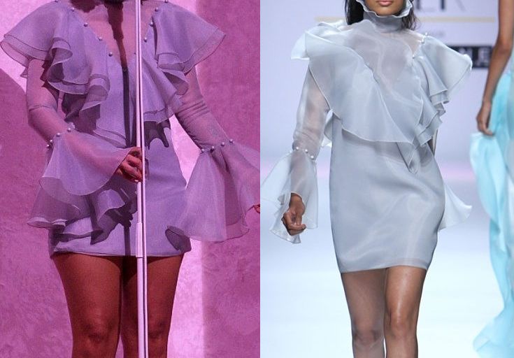 Hot! or Hmm… Sia’s <em>American Idol</em> Gauri & Nainika Spring 2016 Ruffle Sheer Sleeve Dress and Le Silla Suede Lace Up Booties