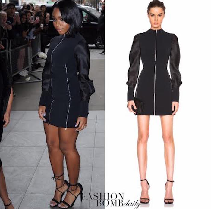 Get The Look: Normani Kordei’s BBC Studios London David Koma Ruffle Sleeve Zip Front Open Back Dress And Steve Madden ‘Presidnt’ Round Toe Ankle Wrap Sandals