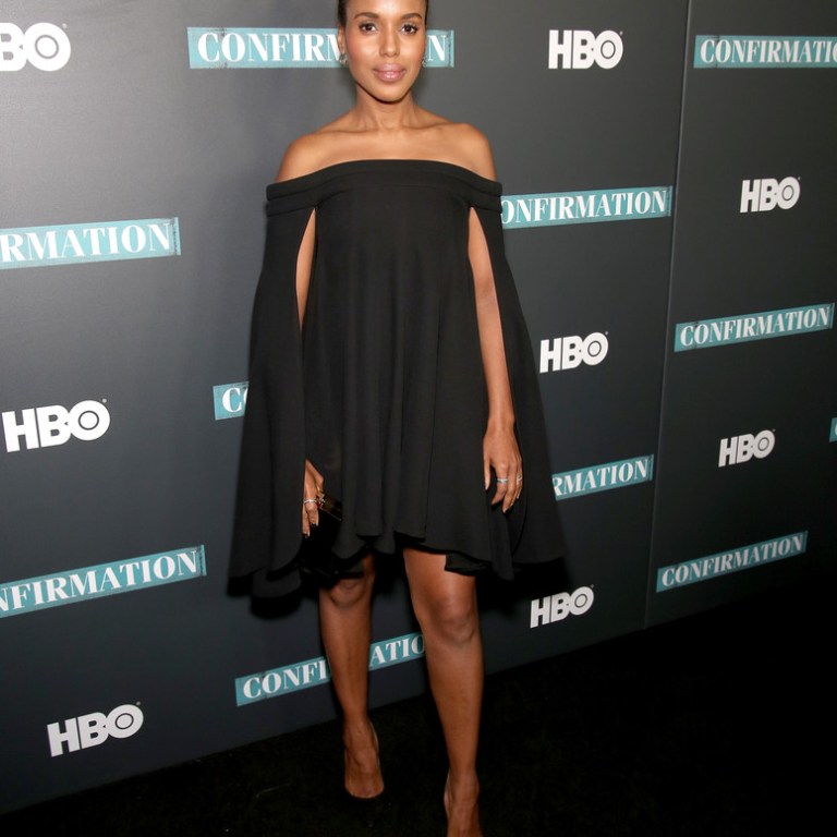 Hot! Or Hmm… Kerry Washington’s Confirmation New York Screening Brandon Maxwell Fall 2016 Off-The-Shoulder Black Swing Dress