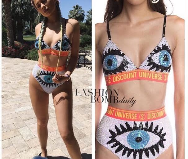 Hot or Hmm…: Kylie Jenner’s Coachella Discount Universe Sunr’Eyes Bikini Cropped Bralet and Hand-Sequined Undies