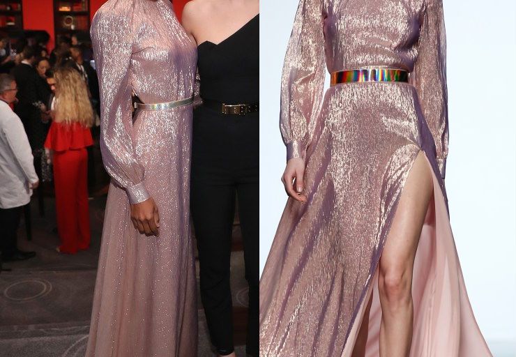 Hot! or Hmm… Jasmine Tookes’s Montblanc 110 Year Anniversary Gala Dinner The 2nd Skin Co Fall 2015 Blush Long Sleeve Slit Gown