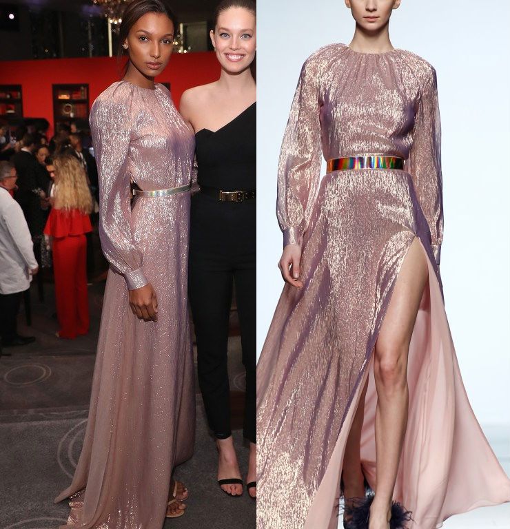 Hot! or Hmm… Jasmine Tookes’s Montblanc 110 Year Anniversary Gala Dinner The 2nd Skin Co Fall 2015 Blush Long Sleeve Slit Gown