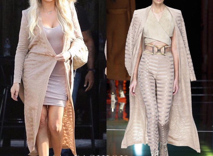 Hot or Hmm…: Khloe Kardashian’s Van Nuys Studio Balmain Spring 2016 RTW Sable Long Duster Coat With Self Belt