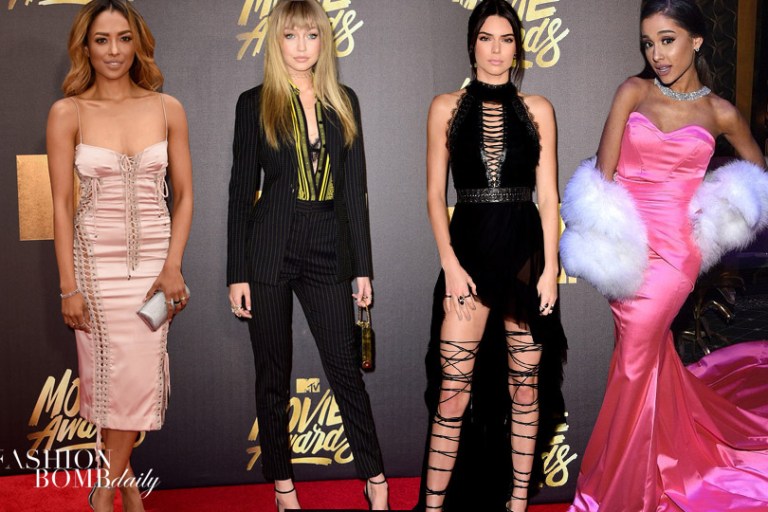 On the Scene: The 2016 MTV Movie Awards with Halle Berry in Noam Hanoch, Ariana Grande in Custom Michael Costello, Kendall Jenner in Kristian Aadnevik, and More!