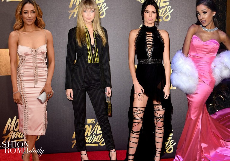 On the Scene: The 2016 MTV Movie Awards with Halle Berry in Noam Hanoch, Ariana Grande in Custom Michael Costello, Kendall Jenner in Kristian Aadnevik, and More!