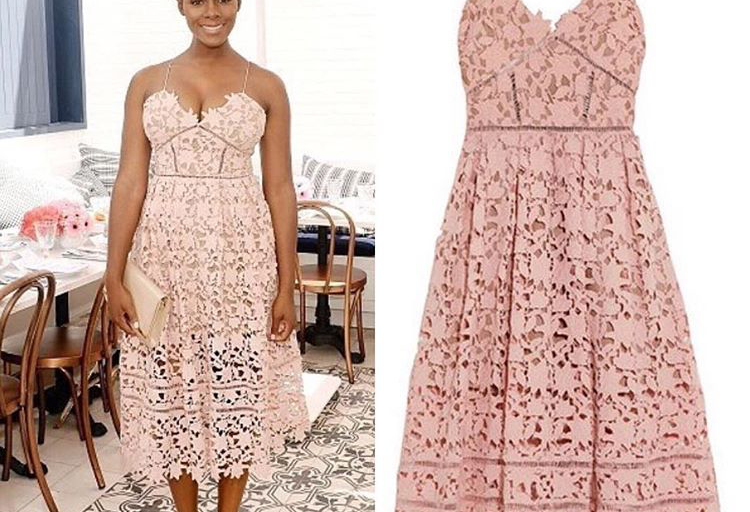 Splurge: Tika Sumpter’s <em> Glamour </em> Women Changer’s Self Portrait Lace Blush Dress