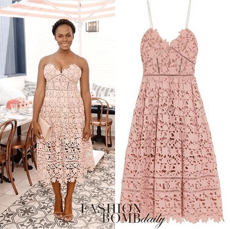 Splurge: Tika Sumpter’s <em> Glamour </em> Women Changer’s Self Portrait Lace Blush Dress