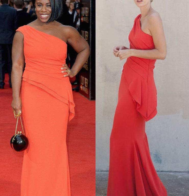 Hot! or Hmm… Uzo Aduba’s The Olivier Awards Elizabeth Kennedy Pre-Spring 2015 Red One Shoulder Gown