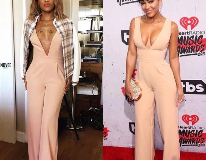 Who Wore it Better? Meagan Good vs Eve in House of CB’s Blush Marwa Deep V Wide Leg Jumpsuit
