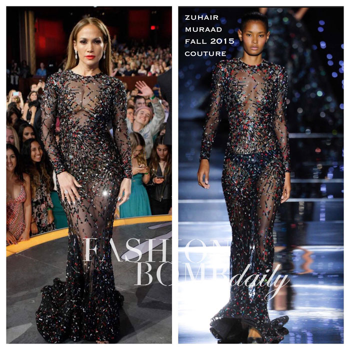 Hot! or Hmm…: Jennifer Lopez’s American Idol Zuhair Murad Fall 2015 Couture Sheer Embellished Black Gown