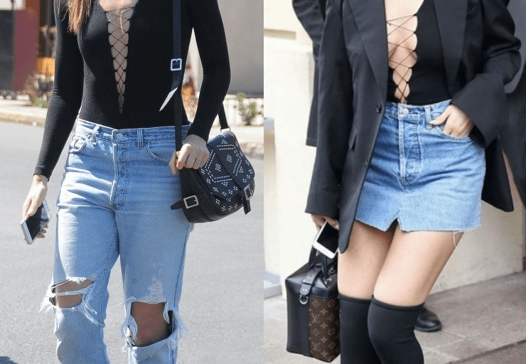 Who Wore It Better? Lily Aldridge vs. Selena Gomez in T by Alexander Wang’s Black Lace Up Bodysuit