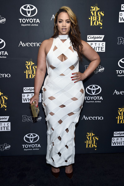 Splurge: Dascha Polanco’s People En Espanol <i> 50 Most Beautiful 2016 Gala </i> House Of CB ‘Nai’ White High Neck Cage Side Slit Bandage Sleeveless Maxi Dress