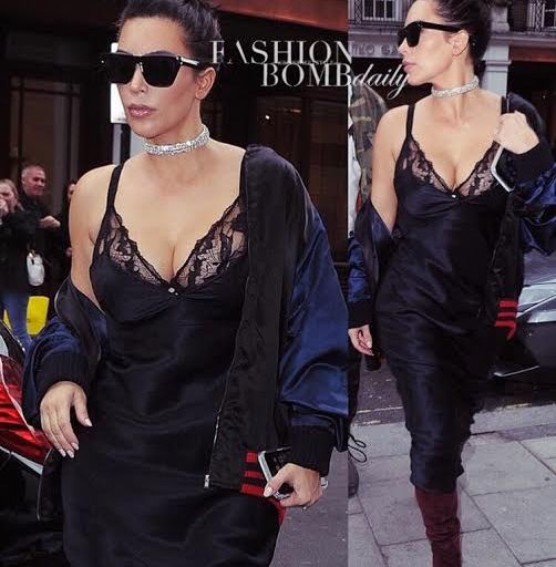 Hot or Hmm…: Kim Kardashian’s London Lunch Gucci S/S 2016 Black Eagle Embroidered Satin Men’s Bomber Jacket