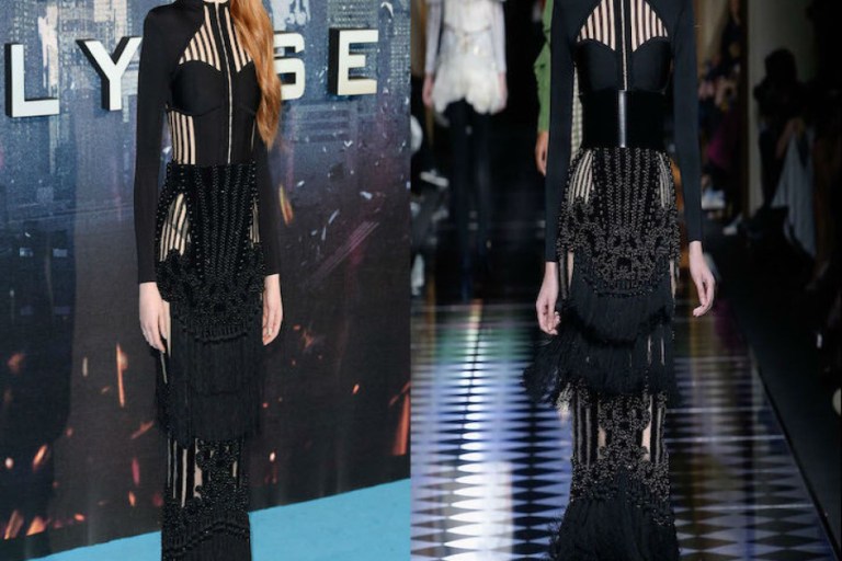 Hot! or Hmm… Sophie Turner’s <em>X-Men Apocalypse</em> London Global Fan Screening Balmain Fall 2016 Black Fringe and Embellished Gown