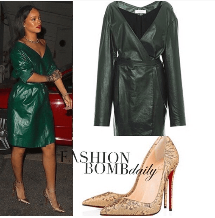 Splurge: Rihanna’s Mother’s Day Green Nina Ricci Dress and Brocade Christian Louboutin So Kate Pumps