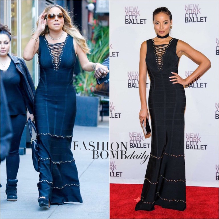 Who Wore It Better: Mariah Carey Vs. Selita Ebanks In Herve Leger’s Sleeveless Lace Up Embellished Gown