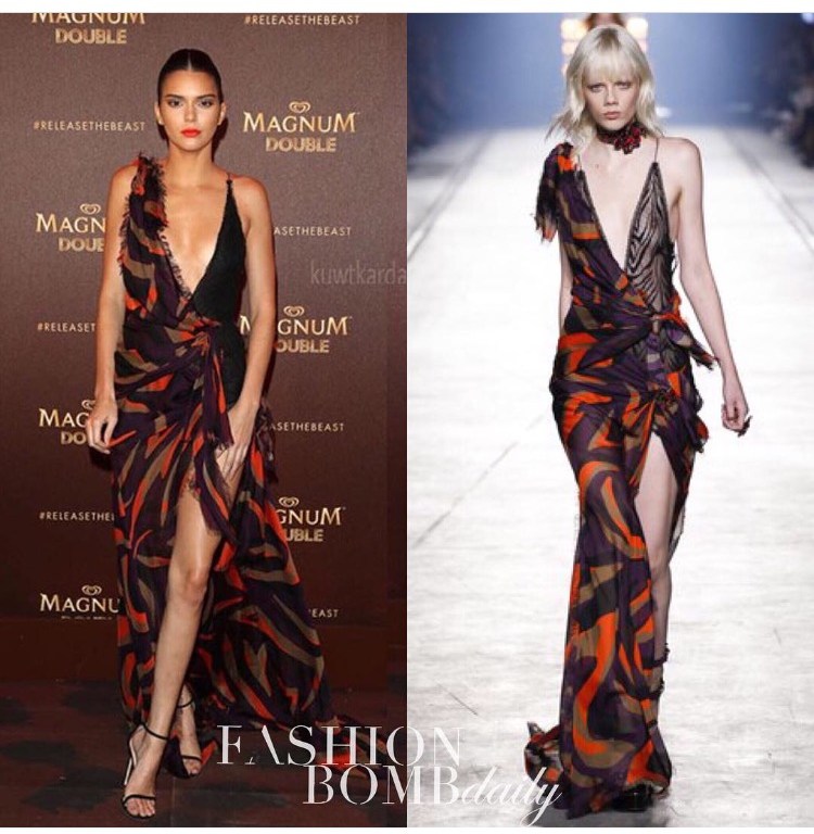 Hot! Or Hmm: Kendall Jenner’s Cannes Film Festival Magnum Party Versace Spring 16 Dress and Stuart Weitzman Black Heels