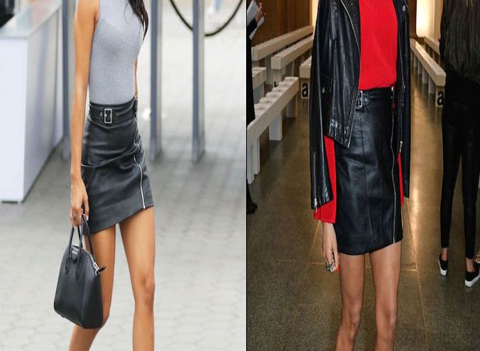 Who Wore It Better? Karrueche Tran vs. Alesha Dixon in Topshop’s Black Faux Leather Mini Zip Skirt
