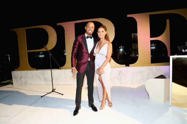 Splurge: Rocsi Diaz’s 2016 BET Awards Debra Lee Pre-Dinner House of CB Grey Sameh Silky Jersey Thigh Split Dress