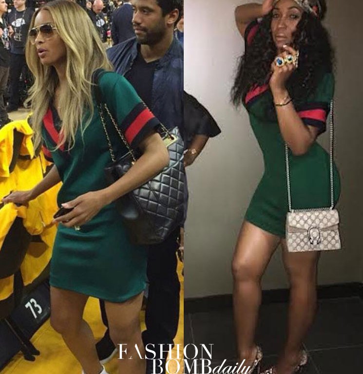 Who Wore it Better? Ciara vs. Marlo Hampton in Gucci’s Green Varsity Knit Tunic Dress