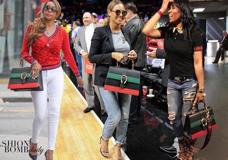 Celebs Love: Gucci’s Dionysus Striped Bamboo Top-Handle Bag in Black, Red and Green