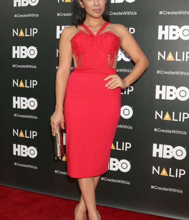 Splurge: Chrissie Fit’s NALIP 2016 Latino Media Awards Cristallini Red Lace Halter Dress