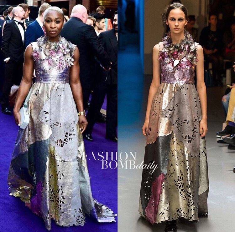 Hot! or Hmm…: Cynthia Erivo’s <em>Aladdin: The Musical</em> Giles Deacon Spring 2015 Laser Cut Floral Neckline Sleeveless Dress