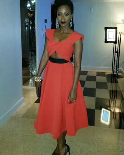 Hot or Hmm…: Teyonah Parris’s American Black Film Festival Self Portrait Ayelette Cut-Out Double Crepe Dress